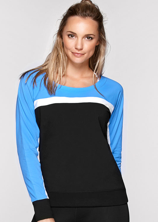 Lorna Jane Claudia L/Slv Excel Sweat - Black/White/Freeze