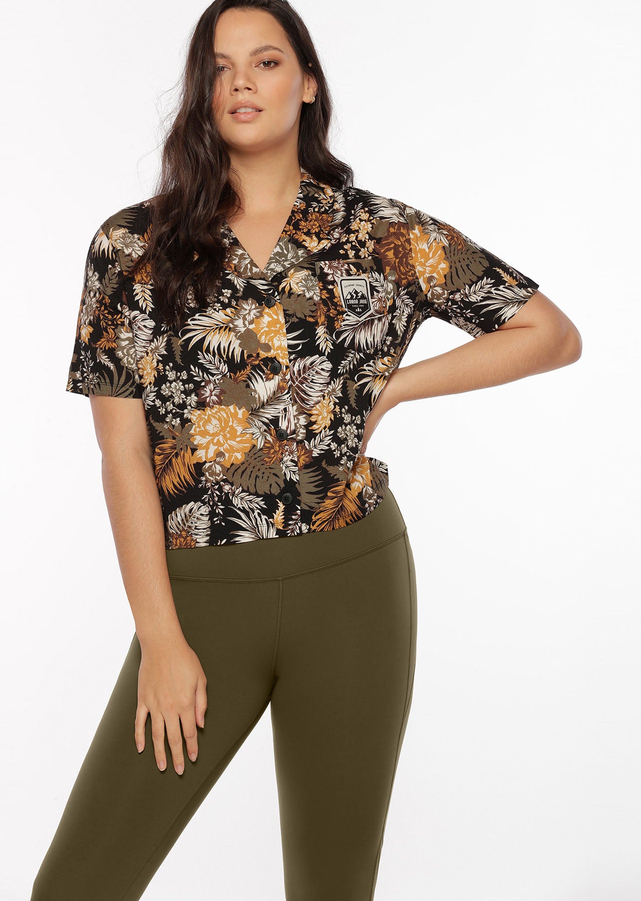 Lorna Jane Club Leisure Camp Shirt - Retro Tropicana Print