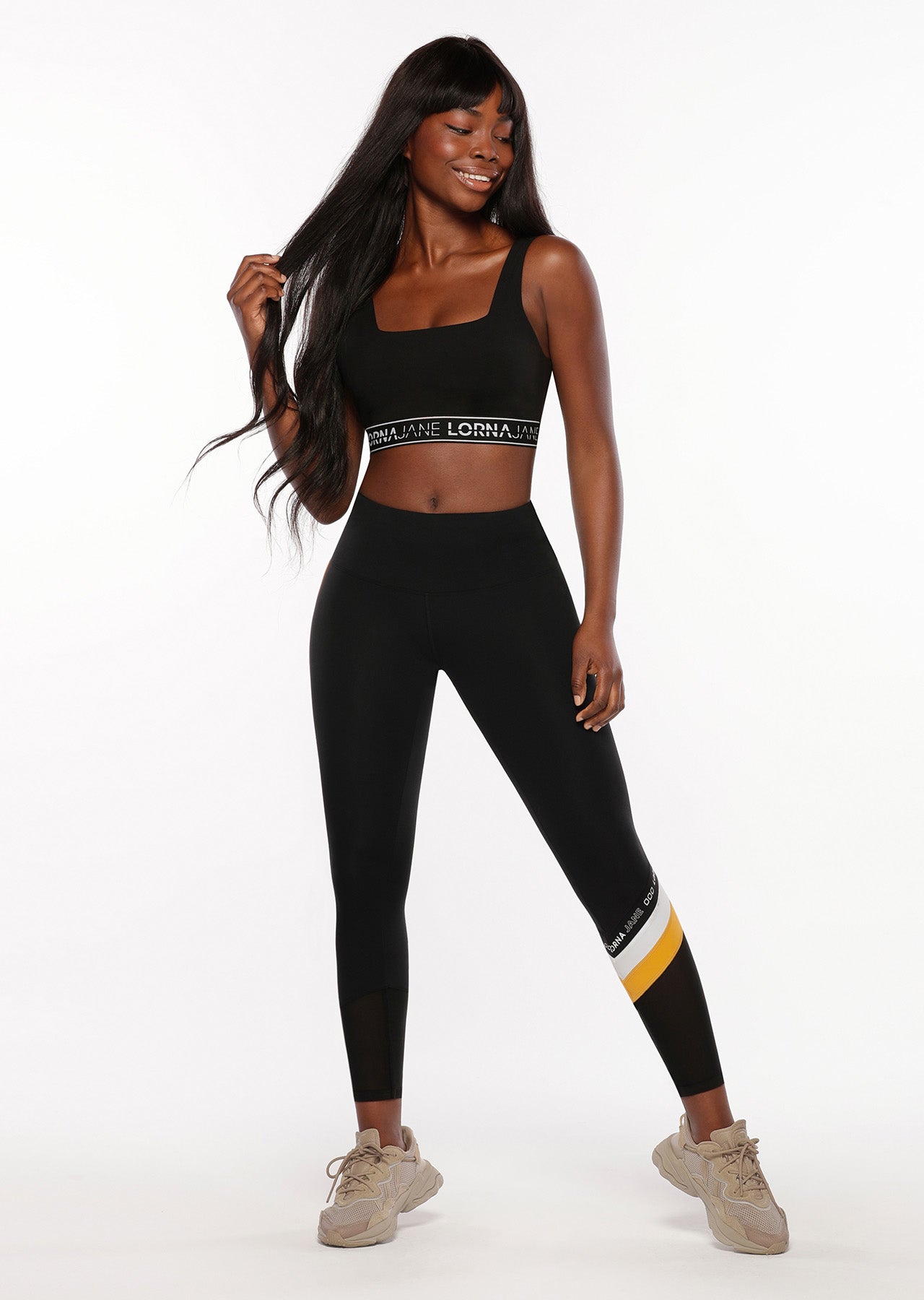 Lorna Jane Colour Block Core Full Length Leggings - Black