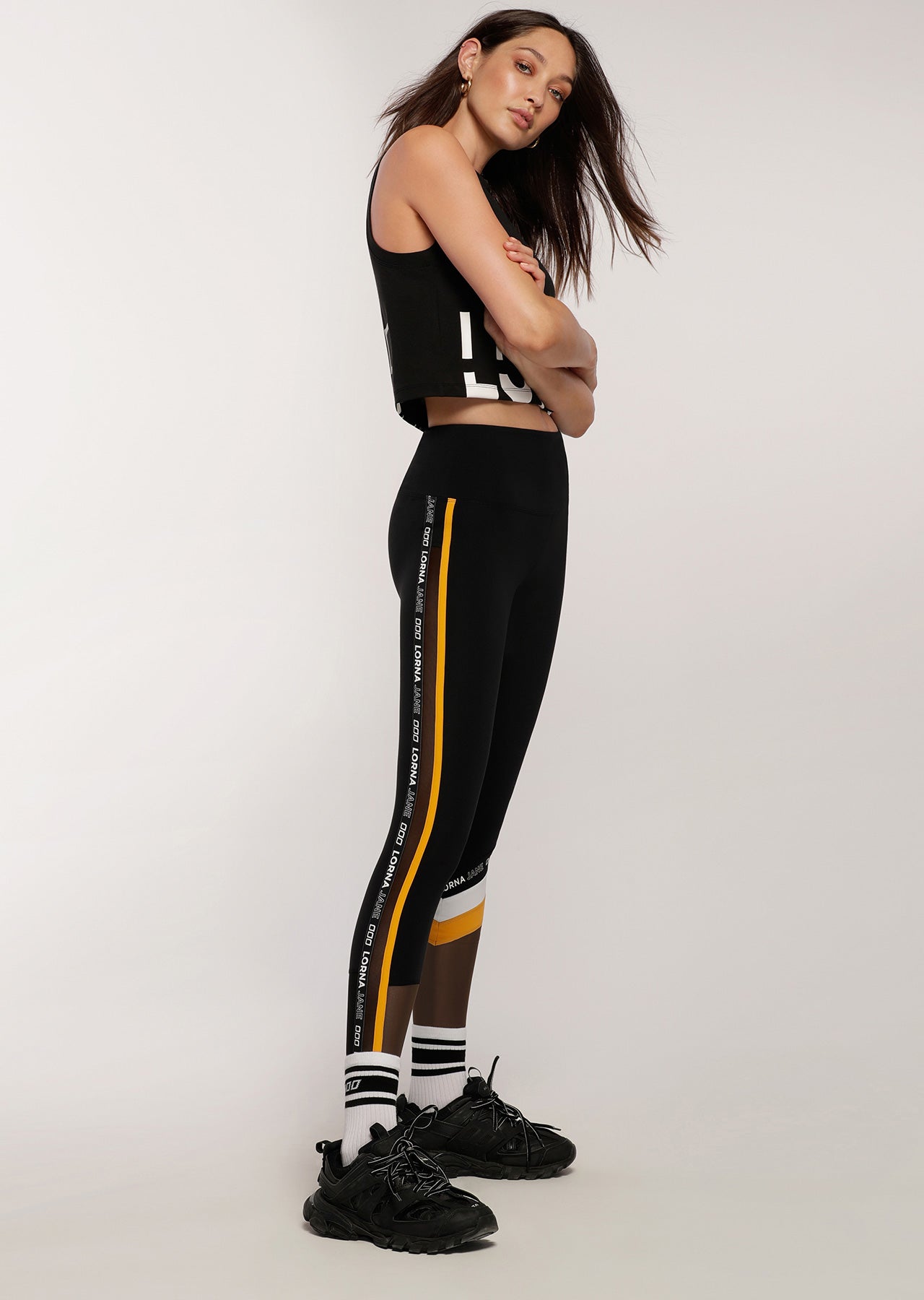 Lorna Jane Colour Block Core Full Length Leggings - Black