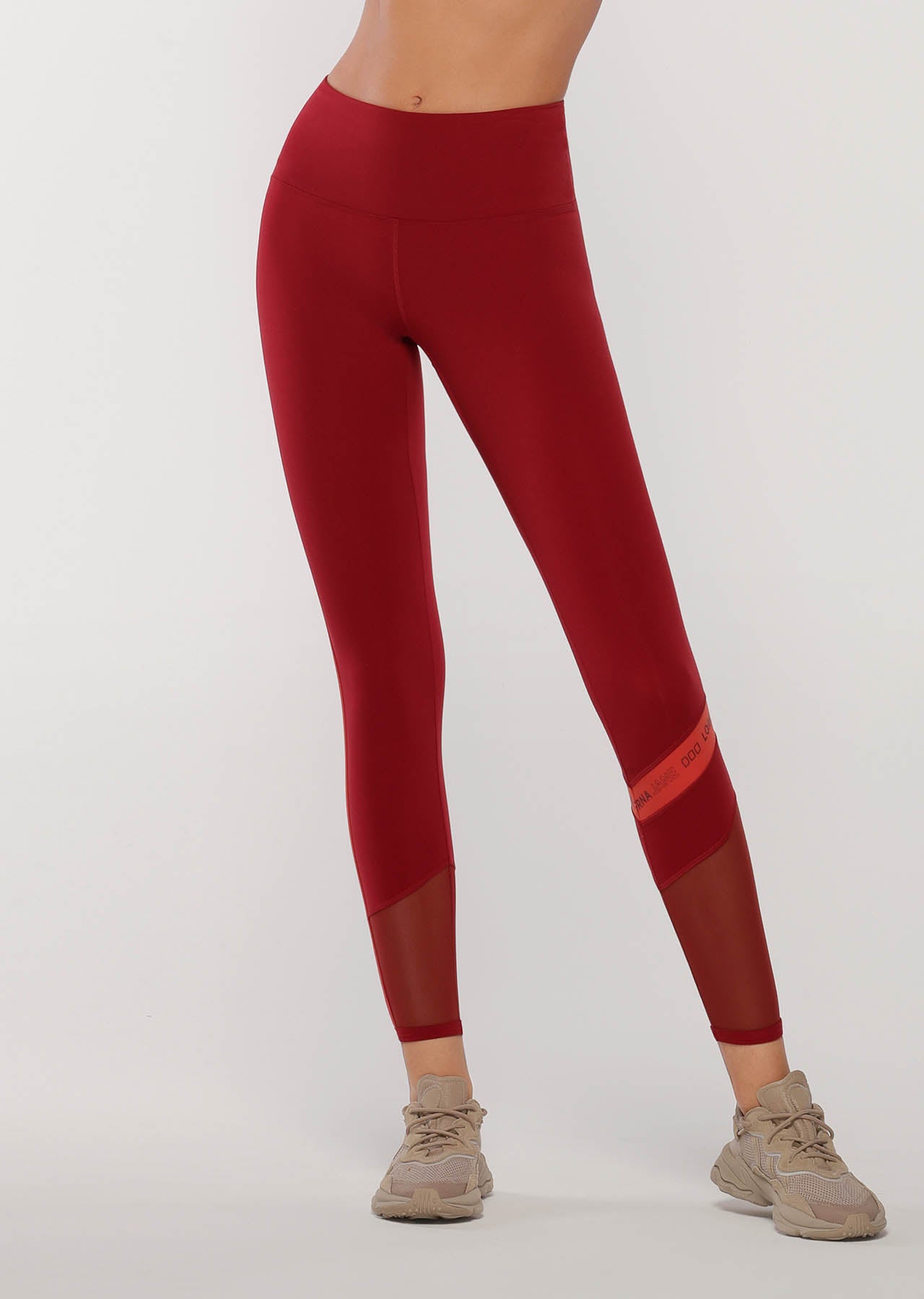 Lorna Jane Colour Block Core Full Length Leggings - Cherry Multi