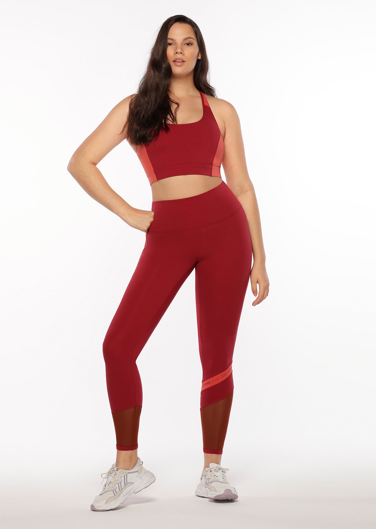 Lorna Jane Colour Block Core Full Length Leggings - Cherry Multi