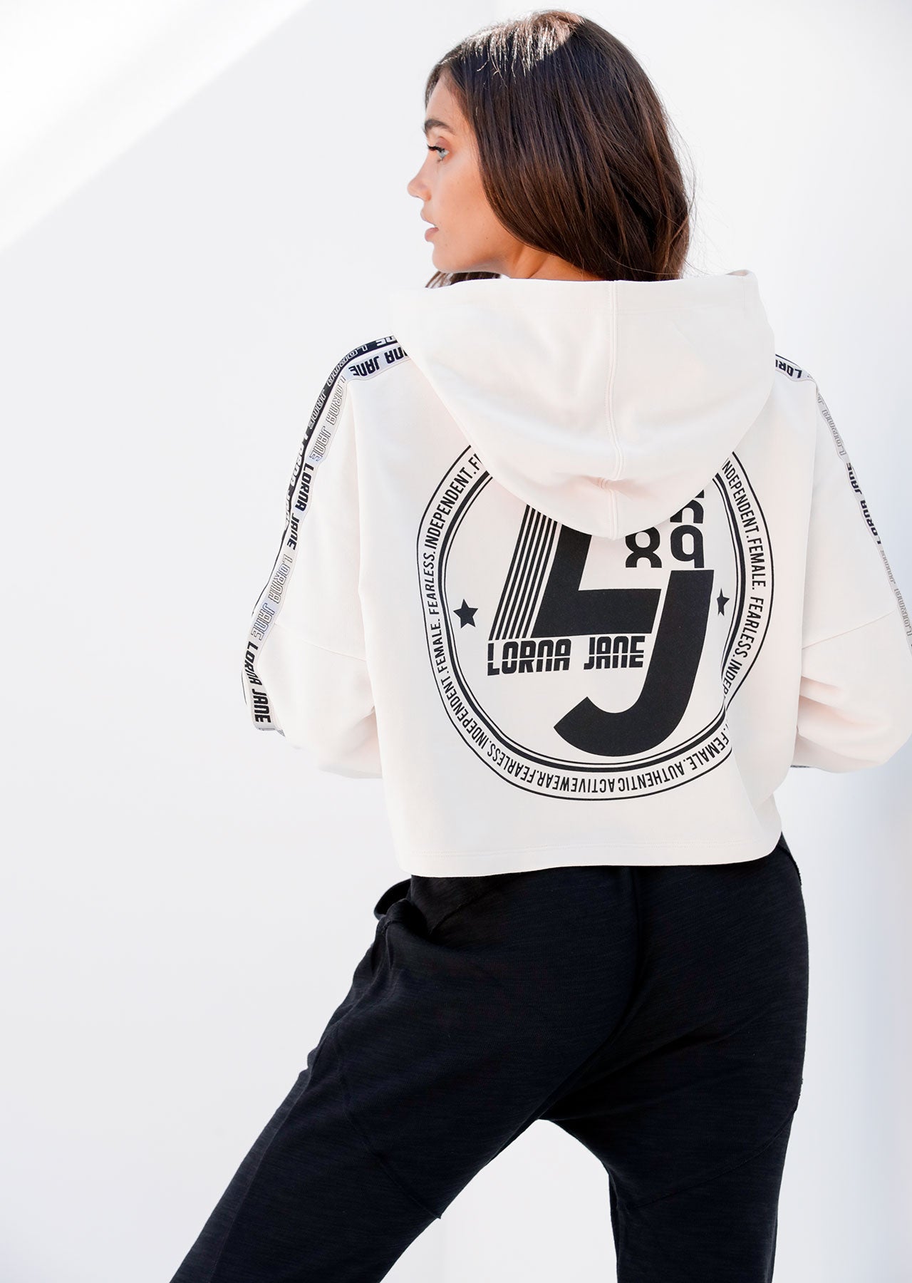 Lorna Jane Comfort Cropped Hoodie - Cream