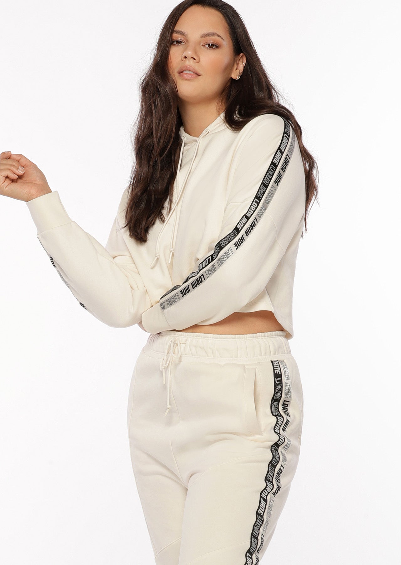 Lorna Jane Comfort Cropped Hoodie - Cream