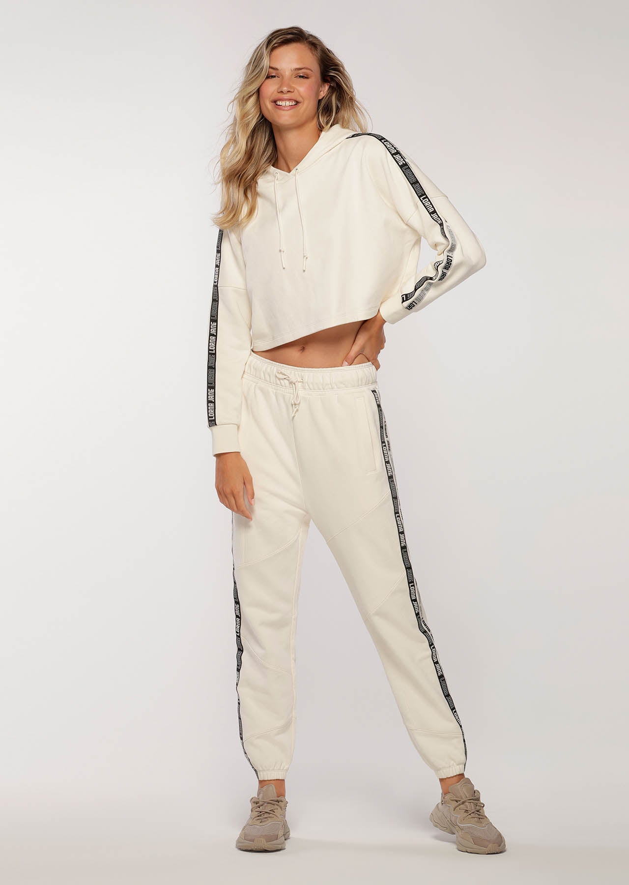 Lorna Jane Comfort Cropped Hoodie - Cream