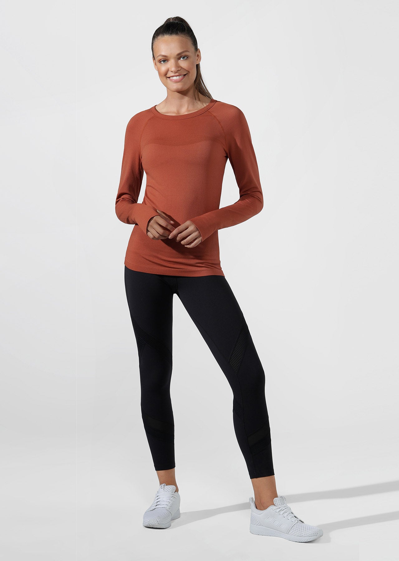 Lorna Jane Comfort Seamless Long Sleeve Top - RUST