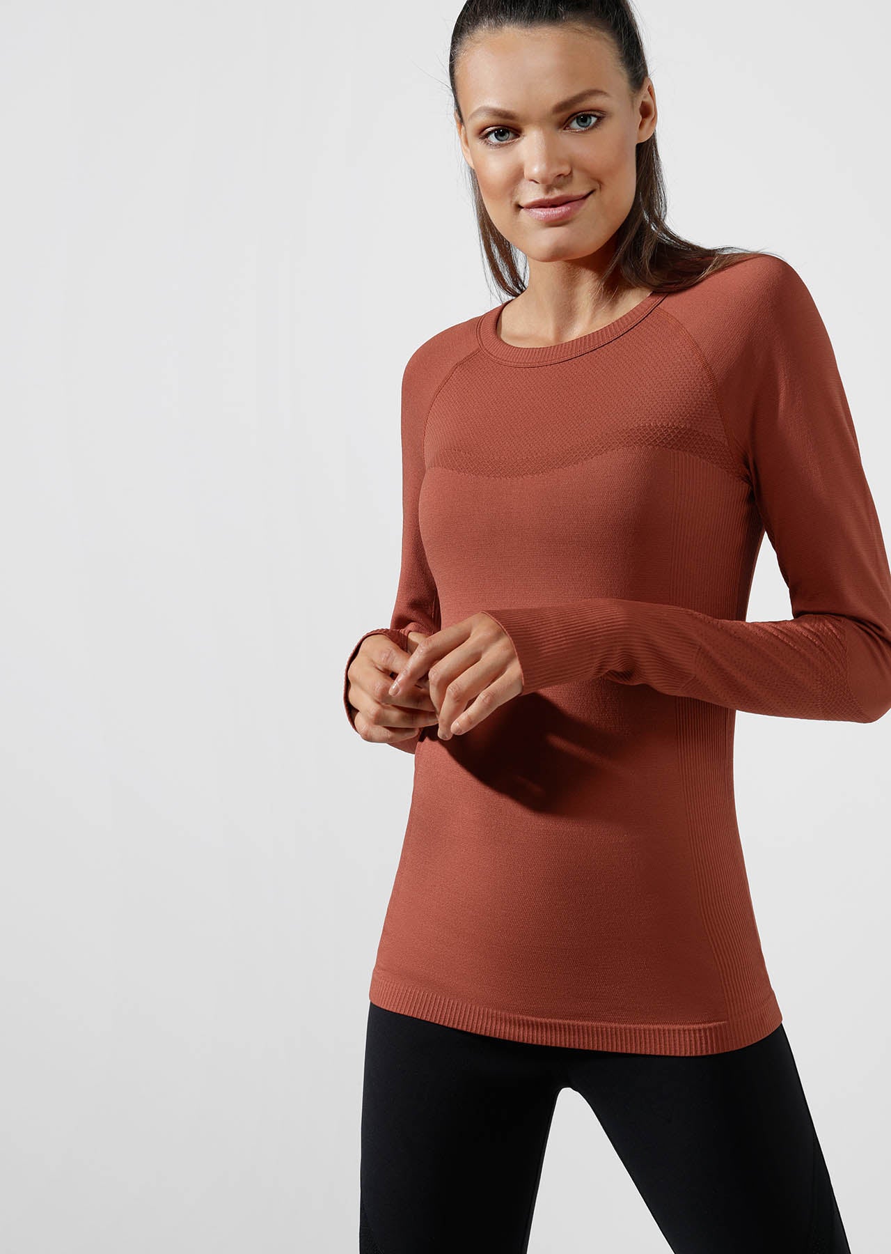 Lorna Jane Comfort Seamless Long Sleeve Top - RUST