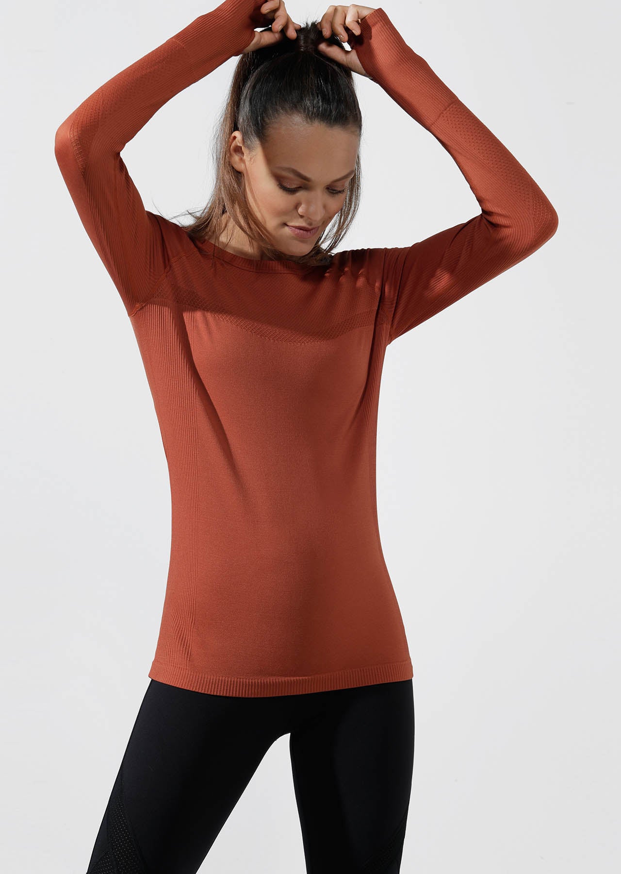 Lorna Jane Comfort Seamless Long Sleeve Top - RUST