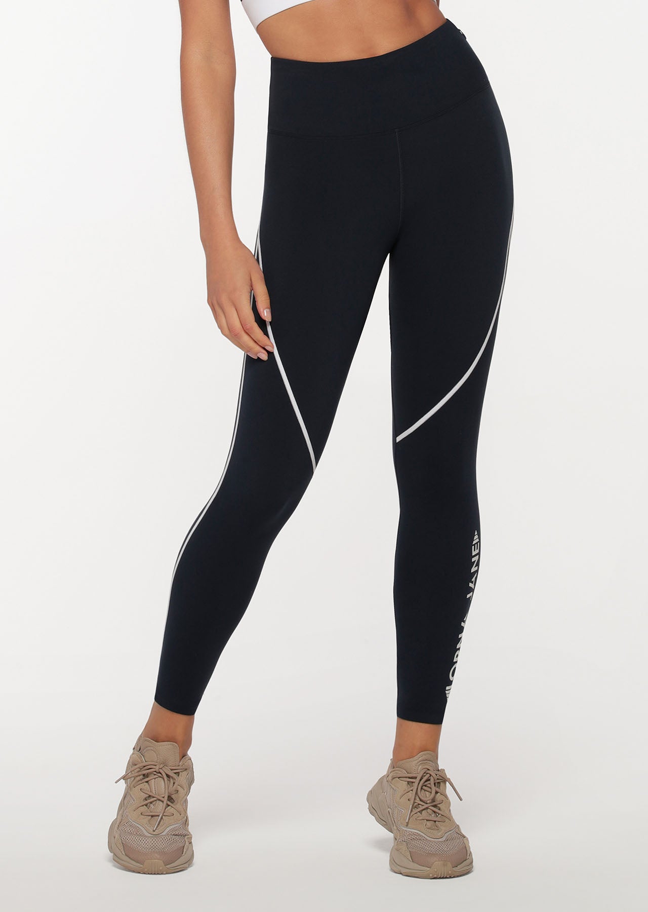 Lorna Jane Contrast Stitch Racer Ankle Biter Leggings - Midnight Indigo