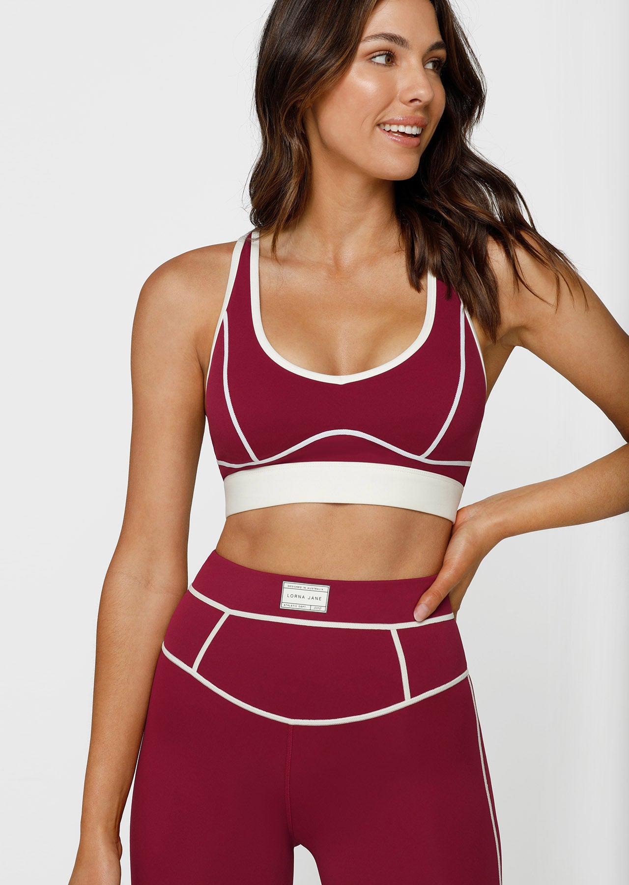 Lorna Jane Contrast Racer Sports Bra - Marrakesh