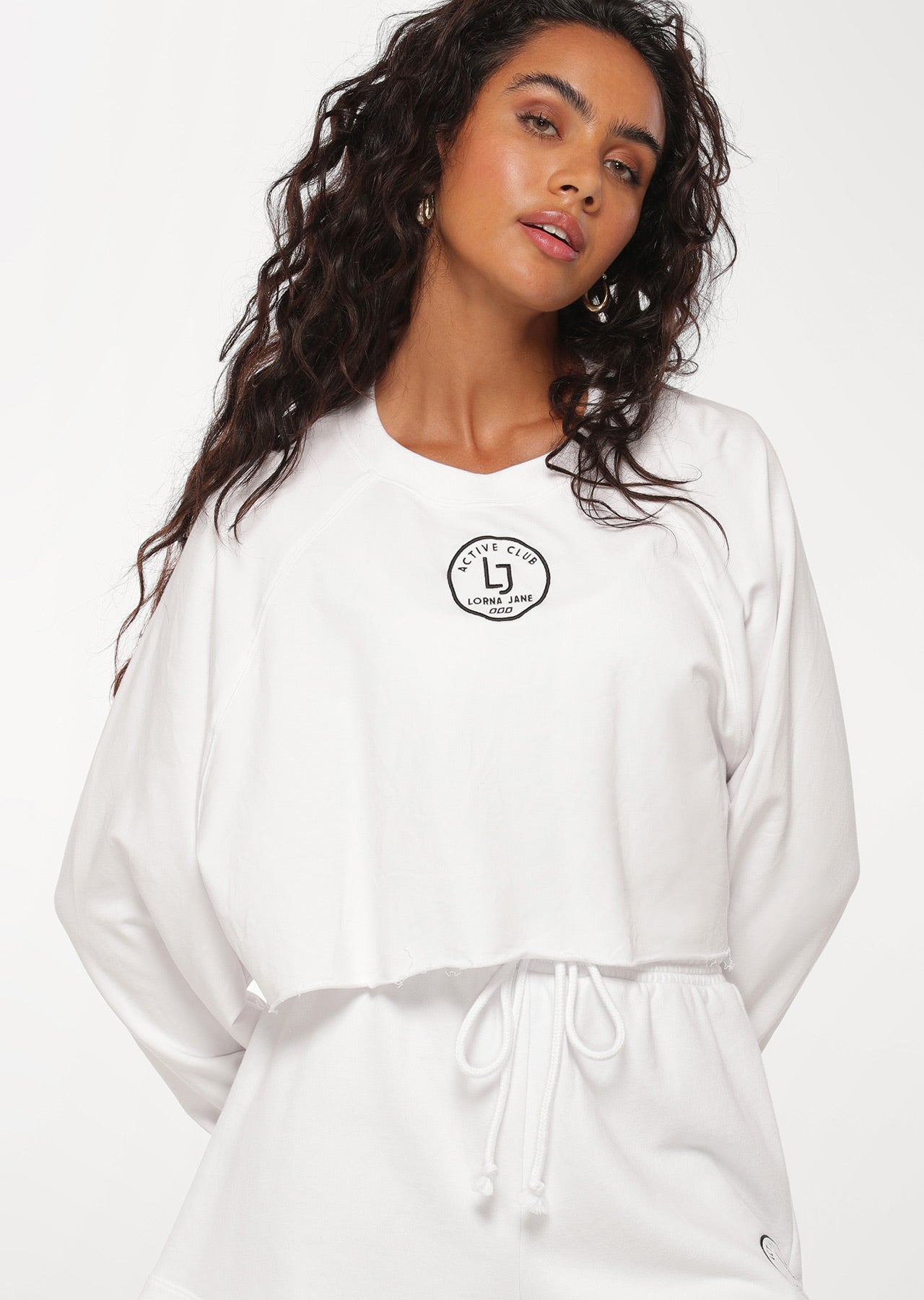 Lorna Jane Cool Girl Cropped Long Sleeve Top - White