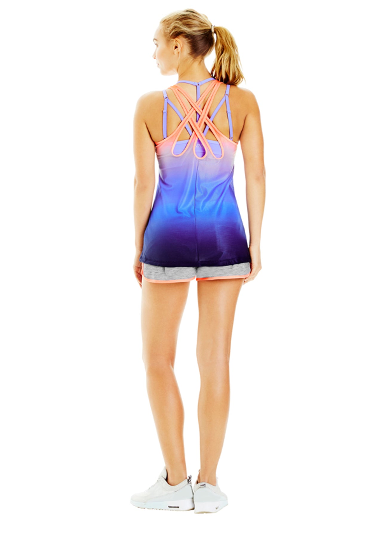 Lorna Jane Cosmic Ombre Excel Tank - Ink/Jacaranda/Neon Peach Melba