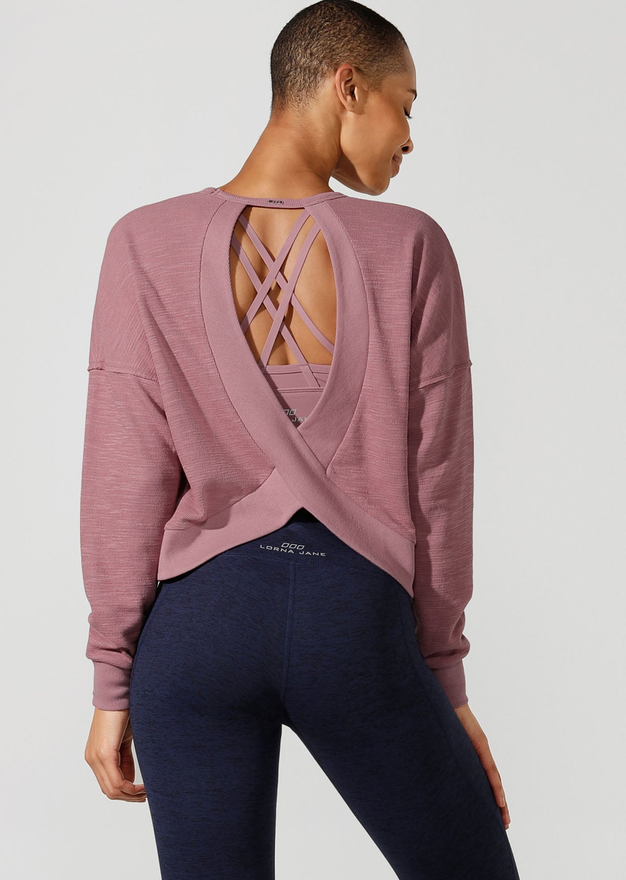 Lorna Jane Cosy Yogi Cropped Top - Pale Mauve