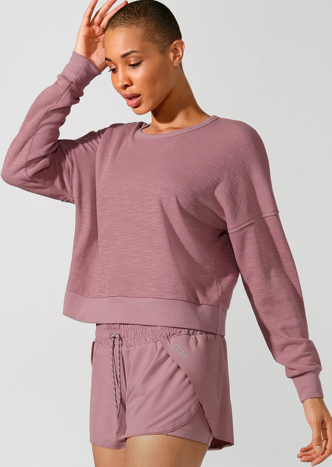 Lorna Jane Cosy Yogi Cropped Top - Pale Mauve
