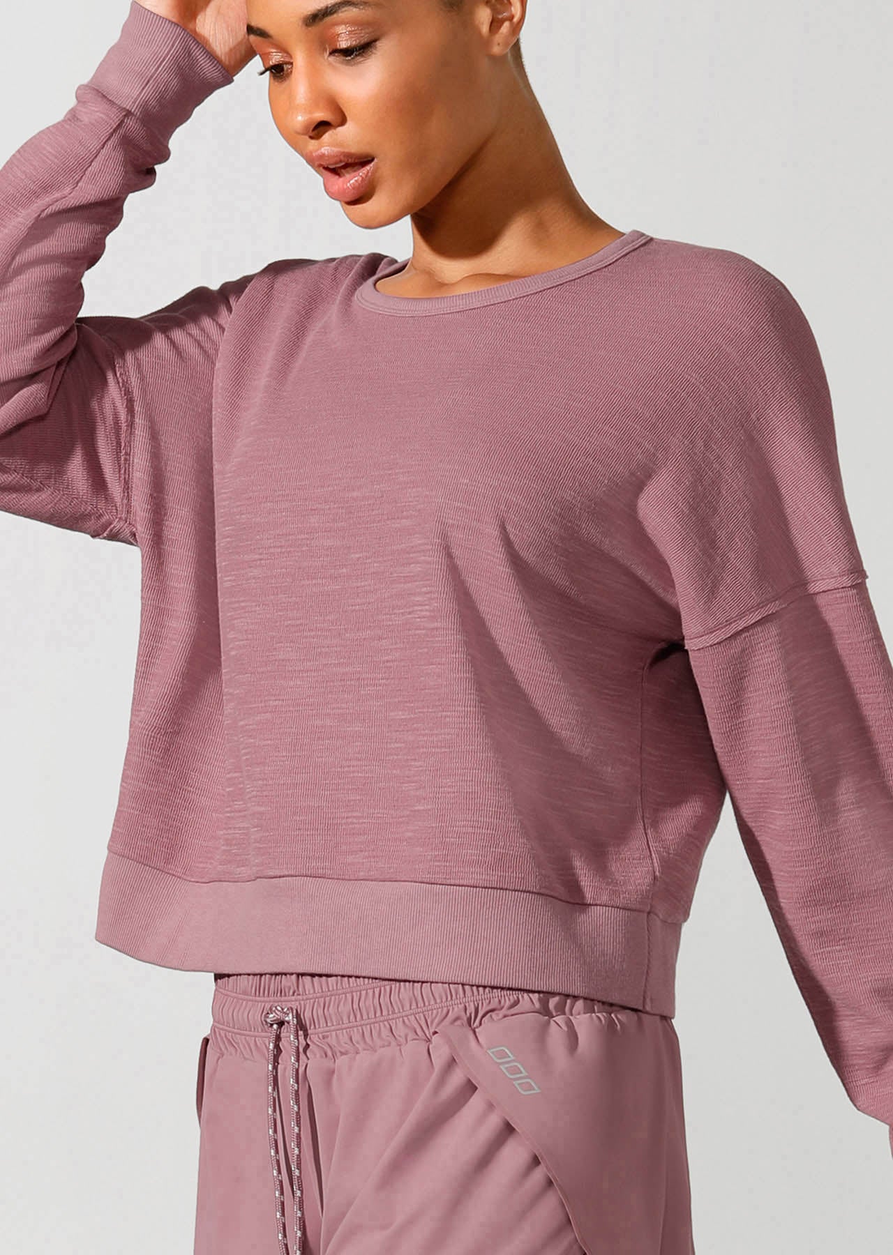 Lorna Jane Cosy Yogi Cropped Top - Pale Mauve
