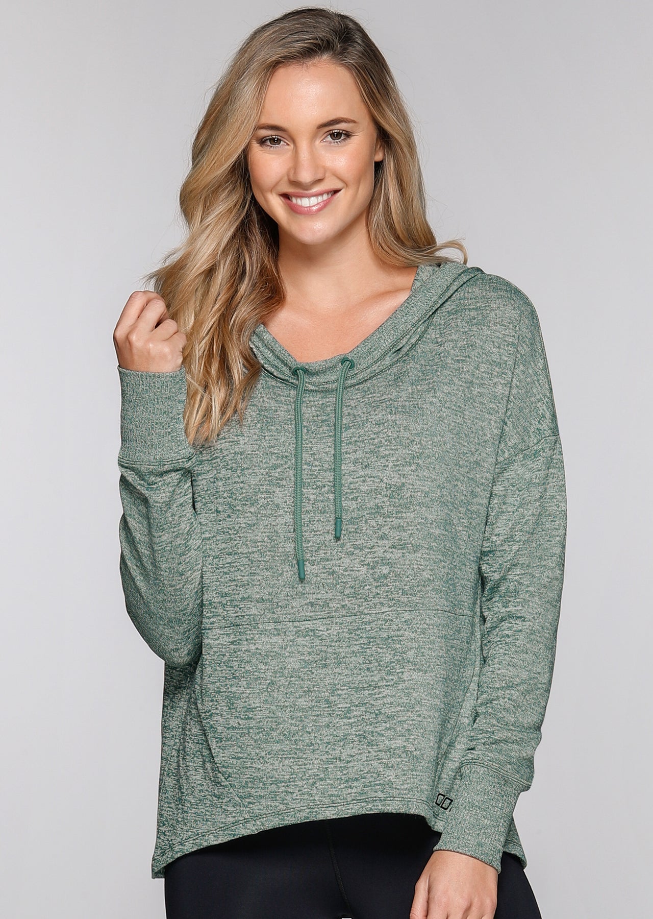 Lorna Jane Cover Up Hooded Sweat - Jungle Green Marl