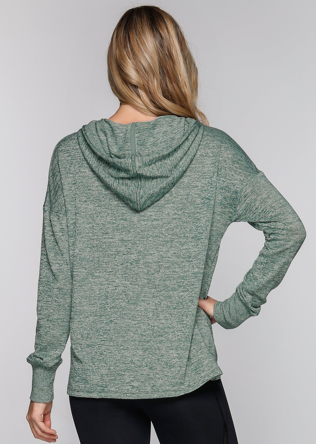 Lorna Jane Cover Up Hooded Sweat - Jungle Green Marl