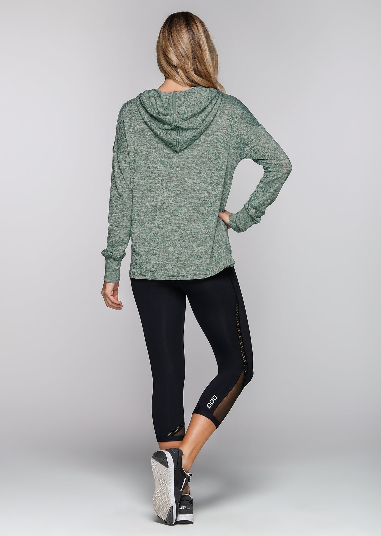 Lorna Jane Cover Up Hooded Sweat - Jungle Green Marl