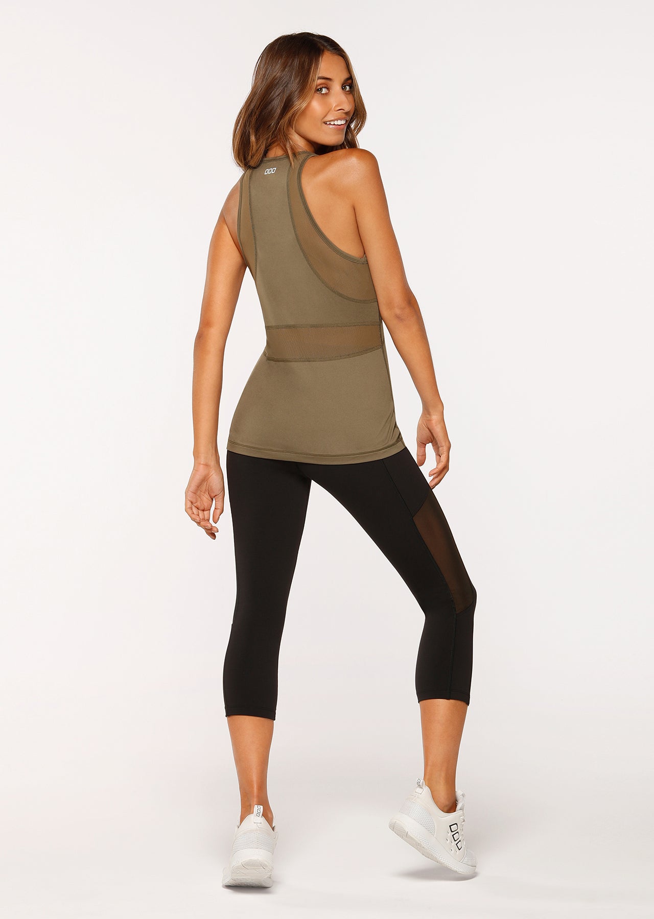Lorna Jane Crescent Active Mesh Tank - Safari