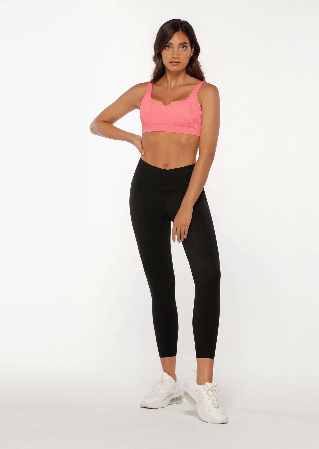 Lorna Jane Crimped Sports Bra - Pale Pink Grapefruit