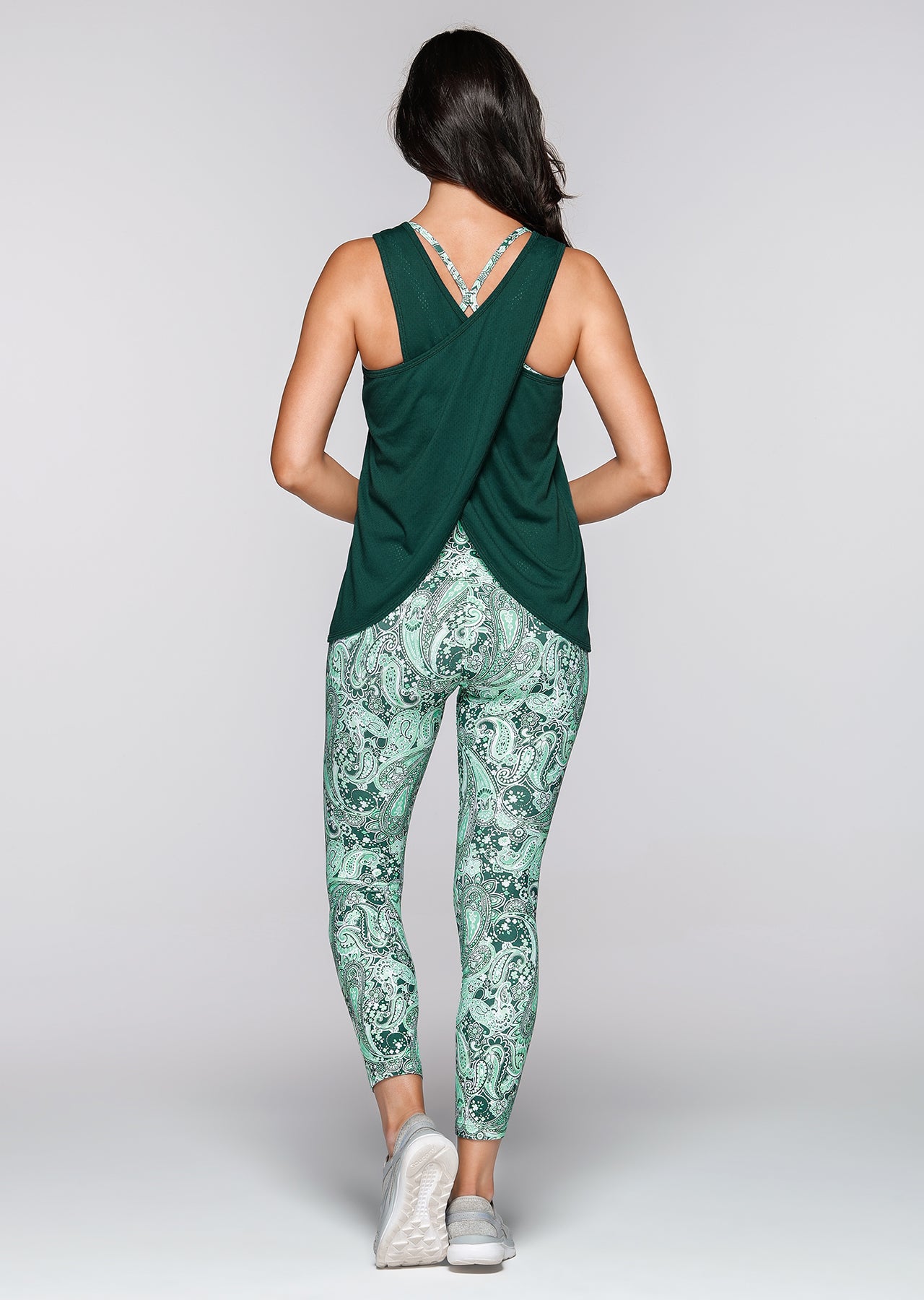 Lorna Jane Cross Over Tank - Jungle Green
