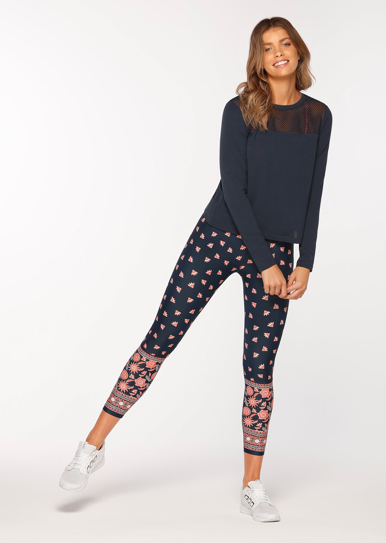 Lorna Jane Crossover Active L/Slv Top - Midnight Indigo