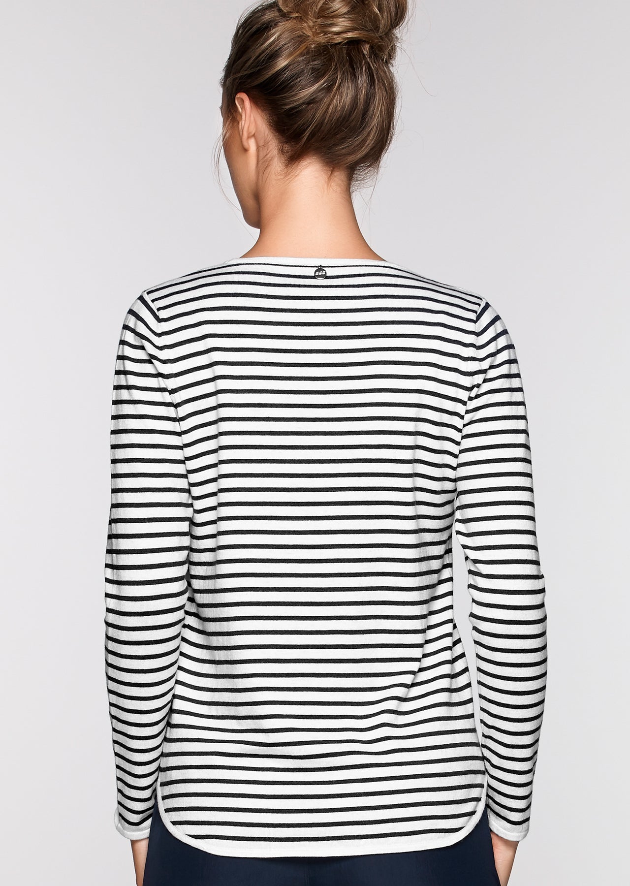 Lorna Jane Cruise Knit L/Slv Top - Ink/White Stripe
