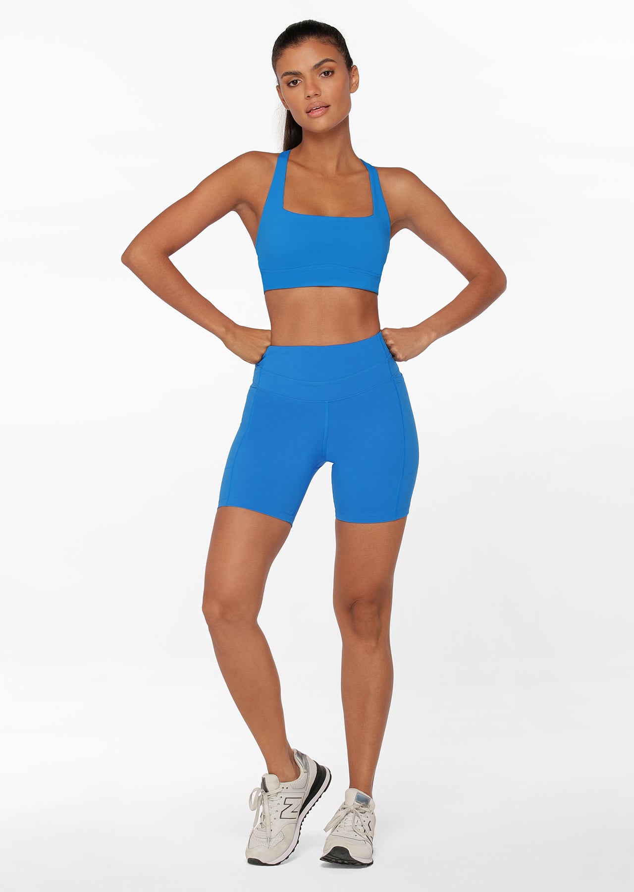 Lorna Jane Curved Recycled Bike Shorts - Cornflower