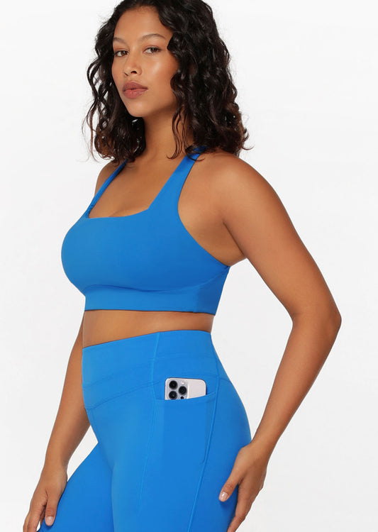 Lorna Jane Curved Recycled Sports Bra - Cornflower