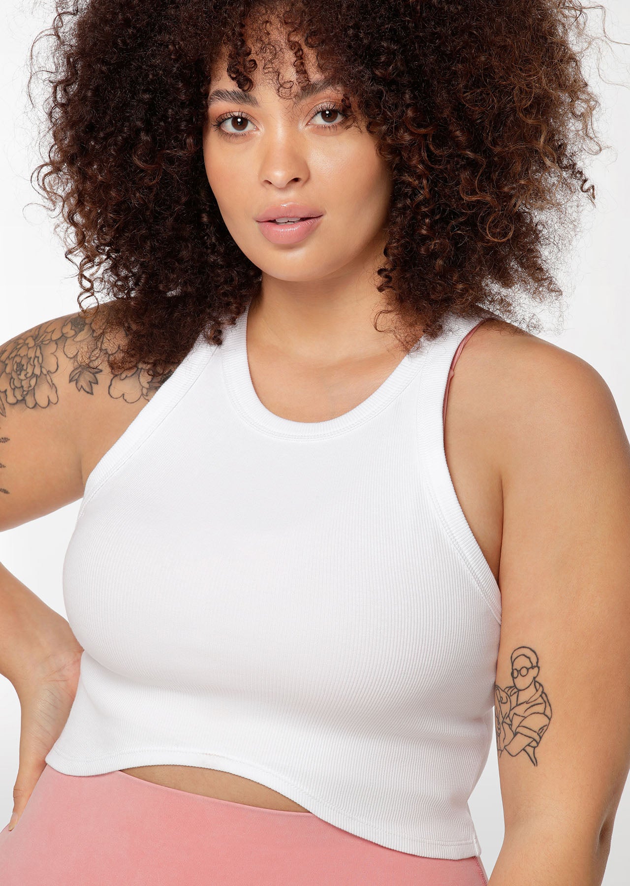 Lorna Jane Curves Cropped Rib Tank - White