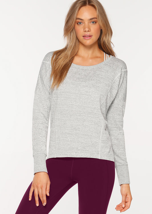 Lorna Jane Darcy L/Slv Top - Snow Grey Marl