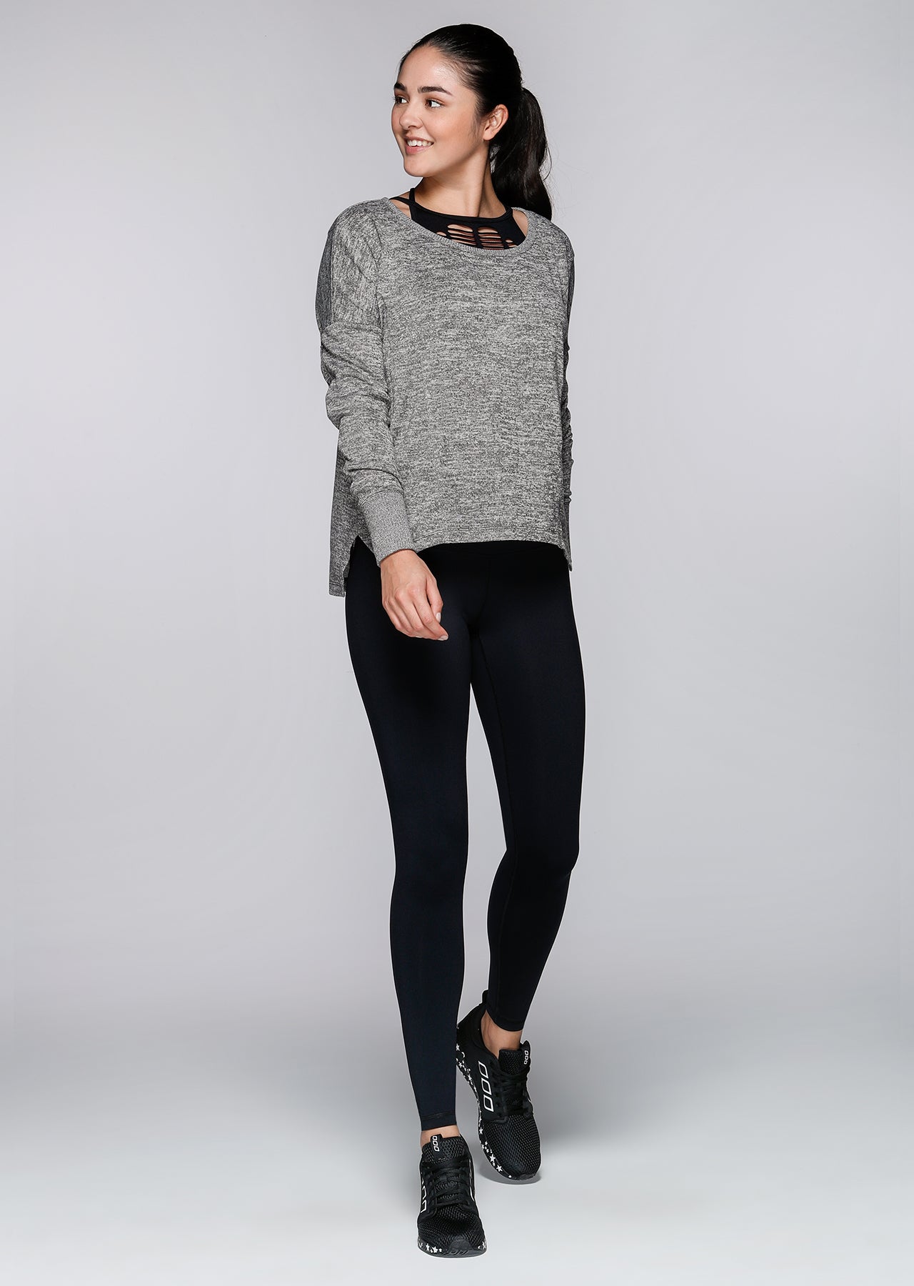 Lorna Jane Darcy L/Slv Top - Char Marl