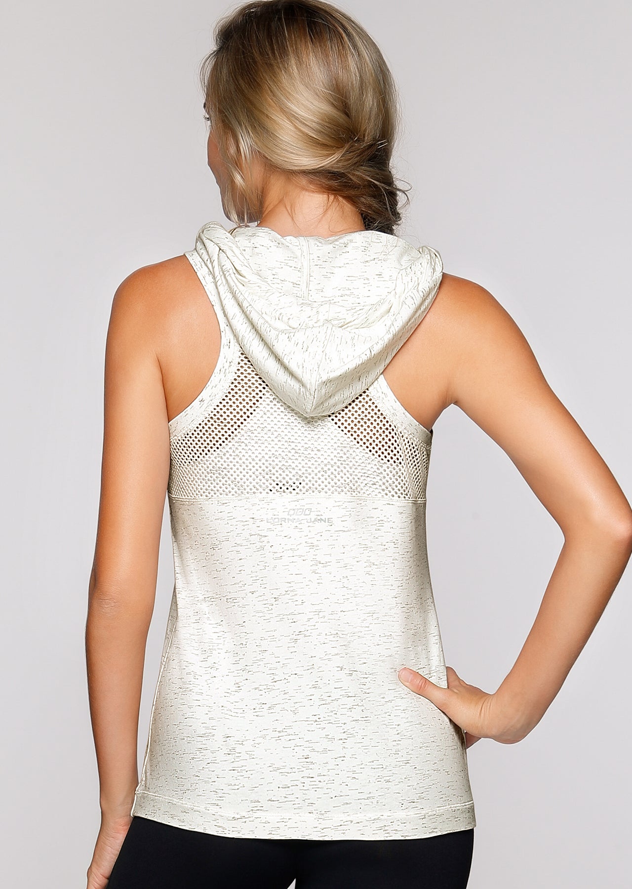 Lorna Jane Decoy S/Less Hoodie - Salt N Pepper Marl