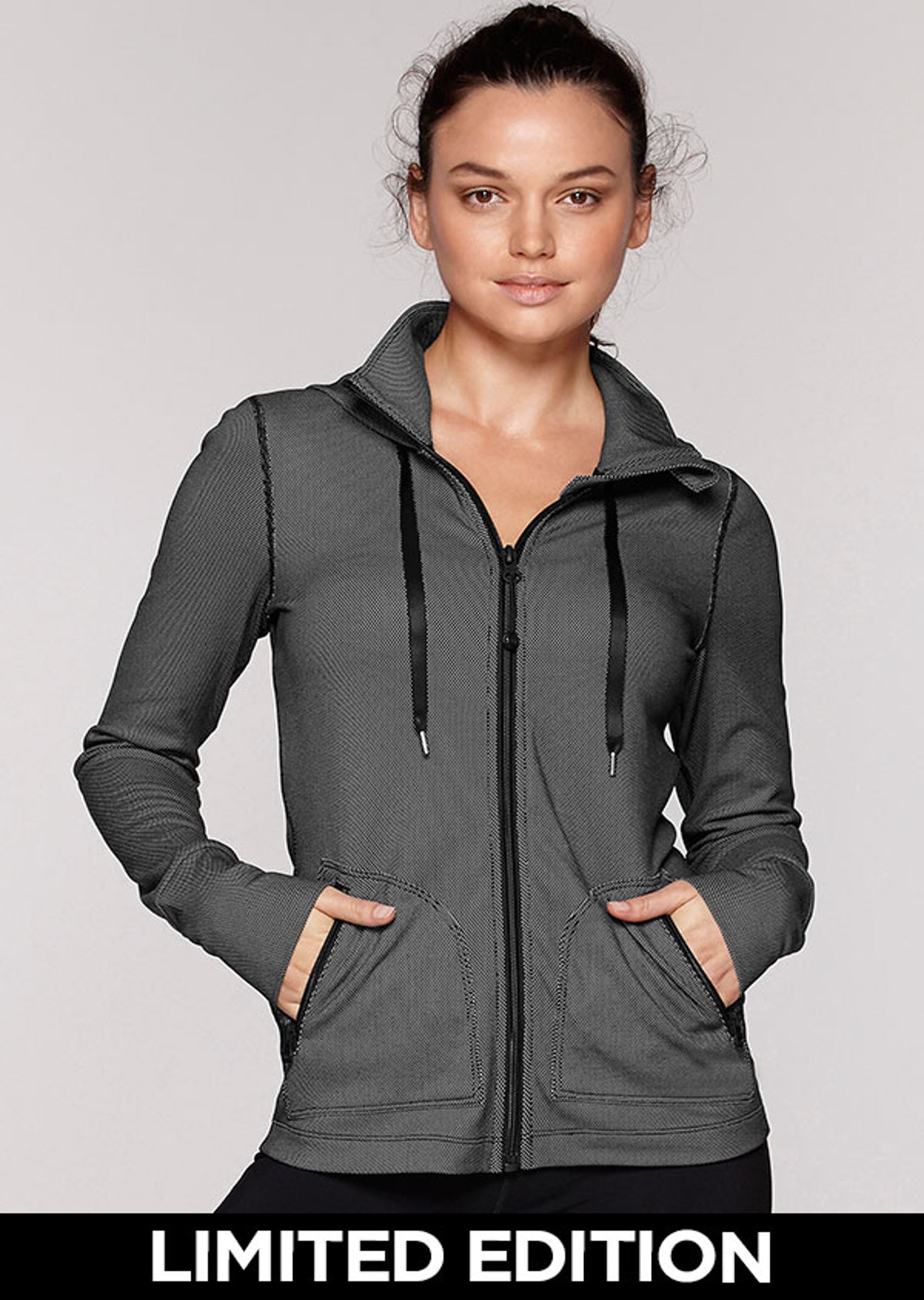 Lorna Jane Defined Excel Hoodie - Black/White
