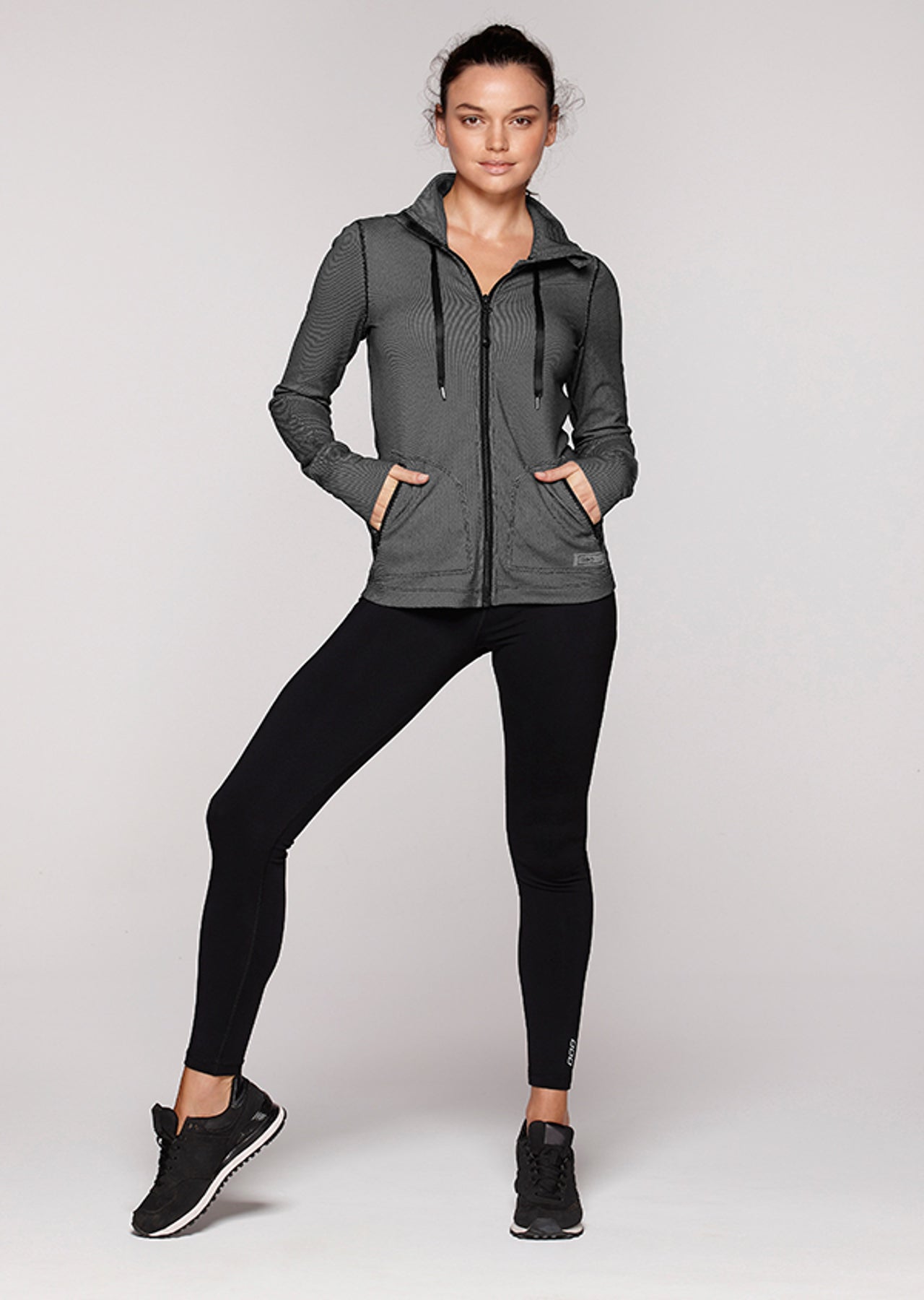 Lorna Jane Defined Excel Hoodie - Black/White