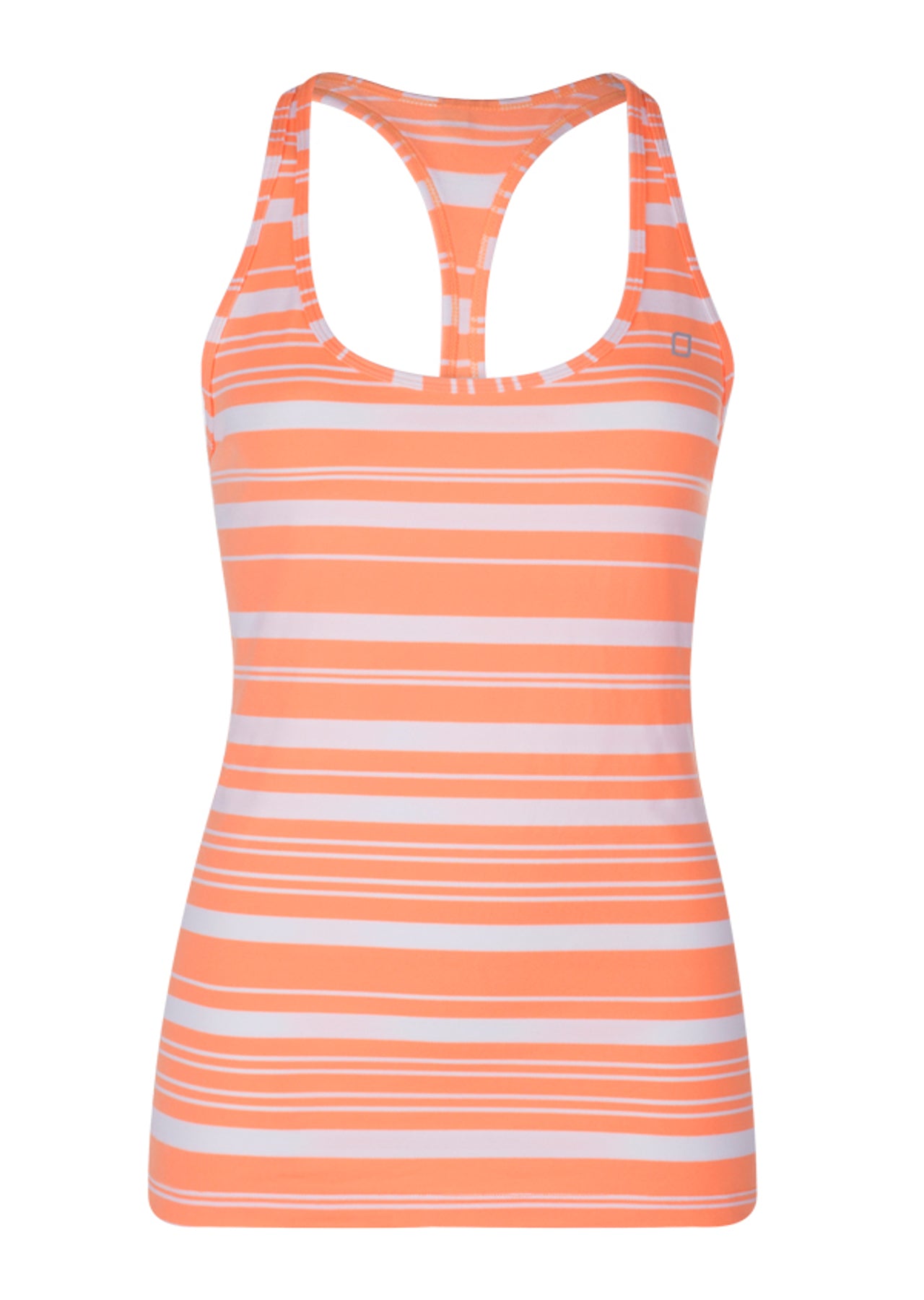 Lorna Jane Delta Excel Tank - Neon Mandarin/White Stripe