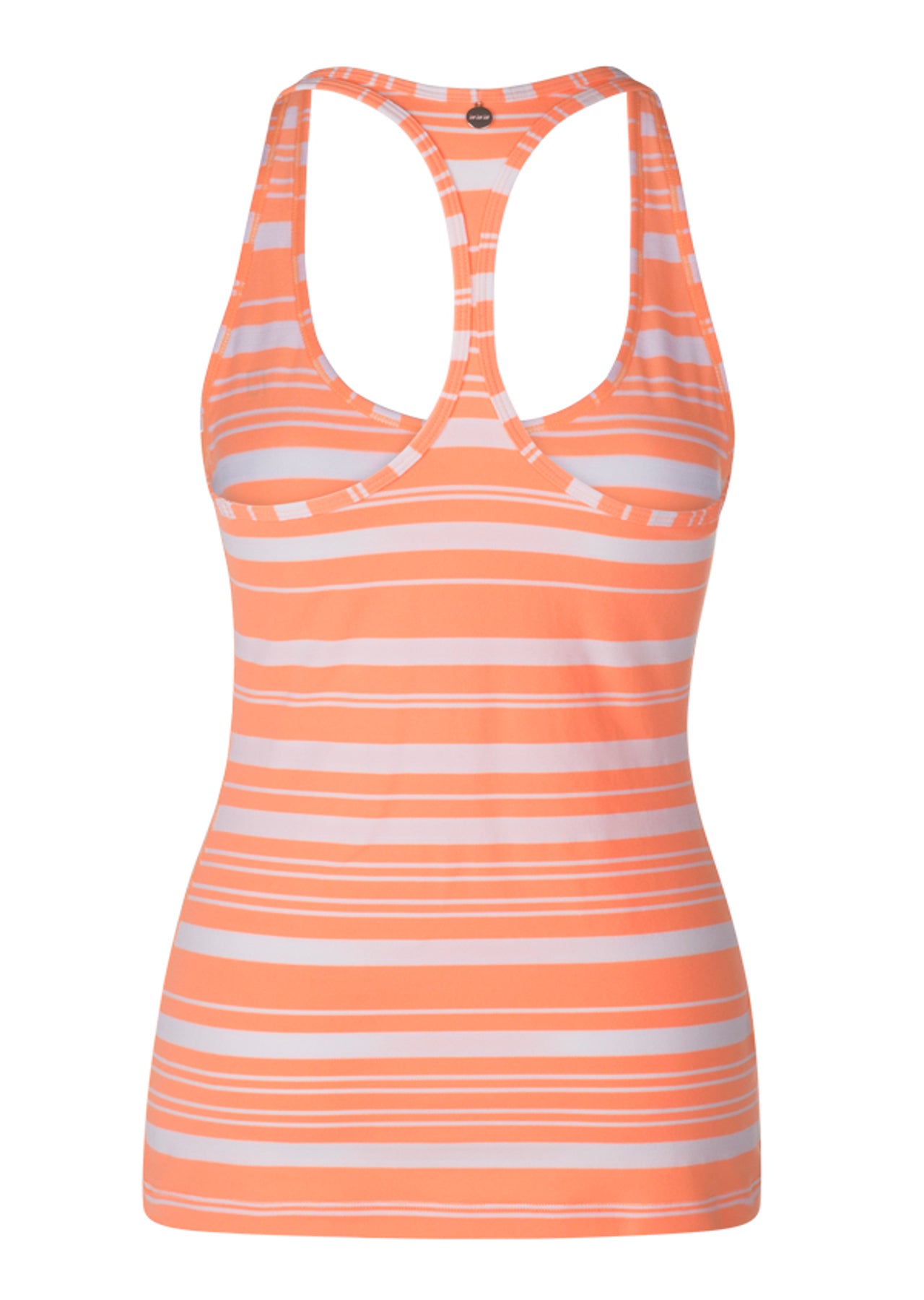 Lorna Jane Delta Excel Tank - Neon Mandarin/White Stripe