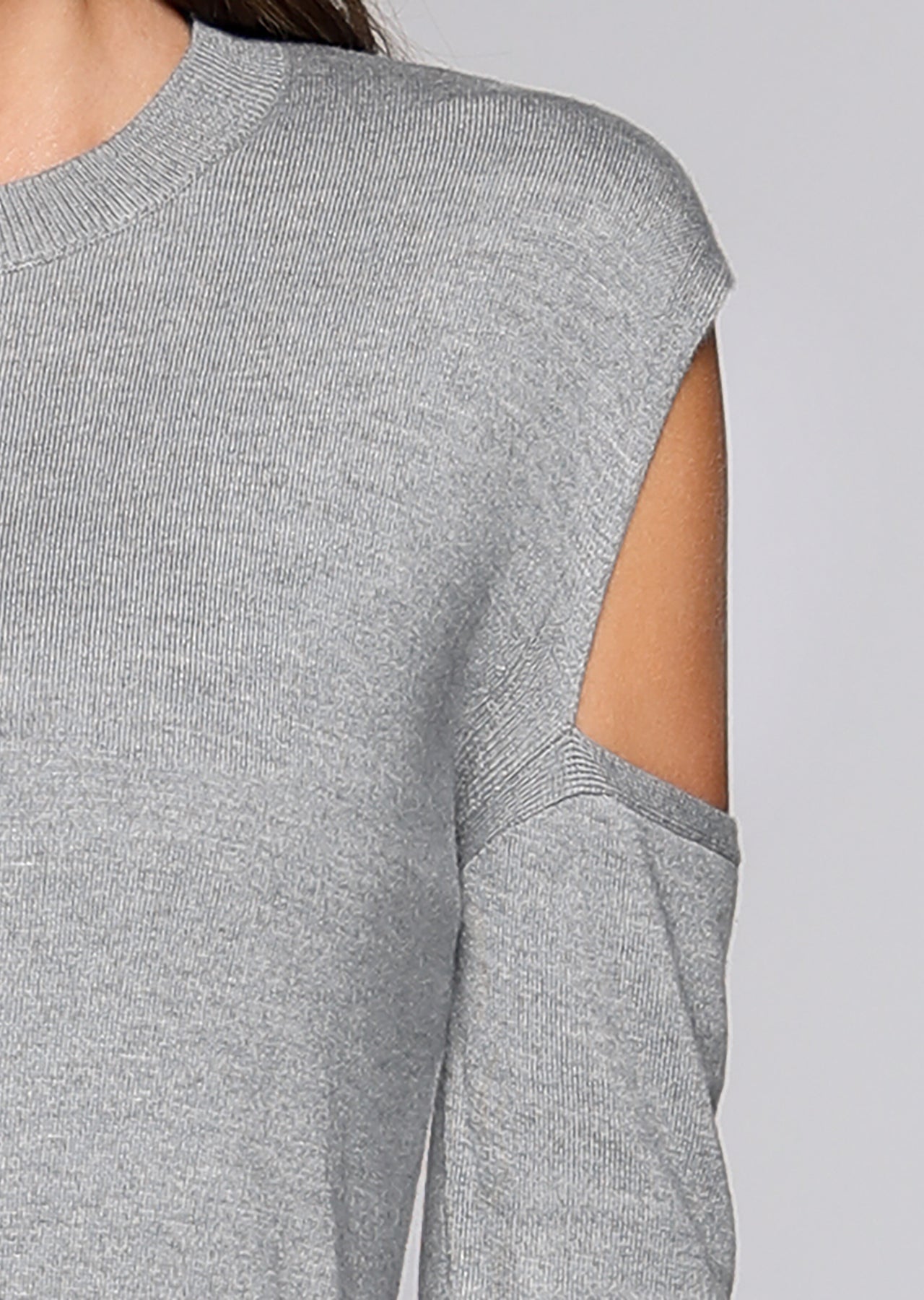 Lorna Jane Deltoid L/Slv Knit Top - Grey Marl