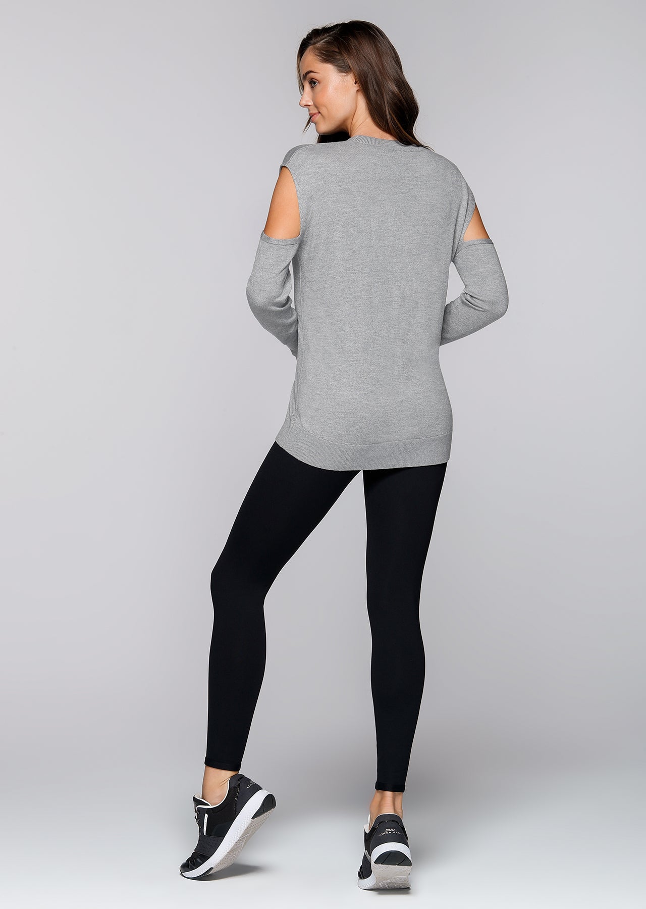 Lorna Jane Deltoid L/Slv Knit Top - Grey Marl