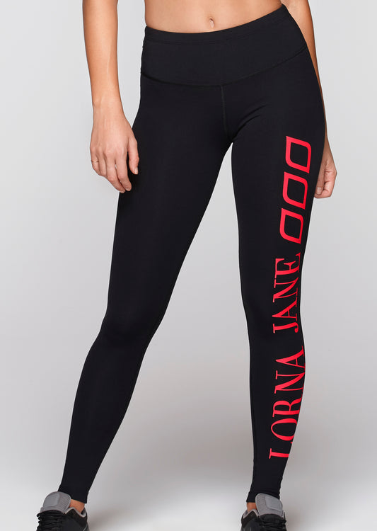 Lorna Jane Distinct F/L Tight - Black/Cupid Red Print