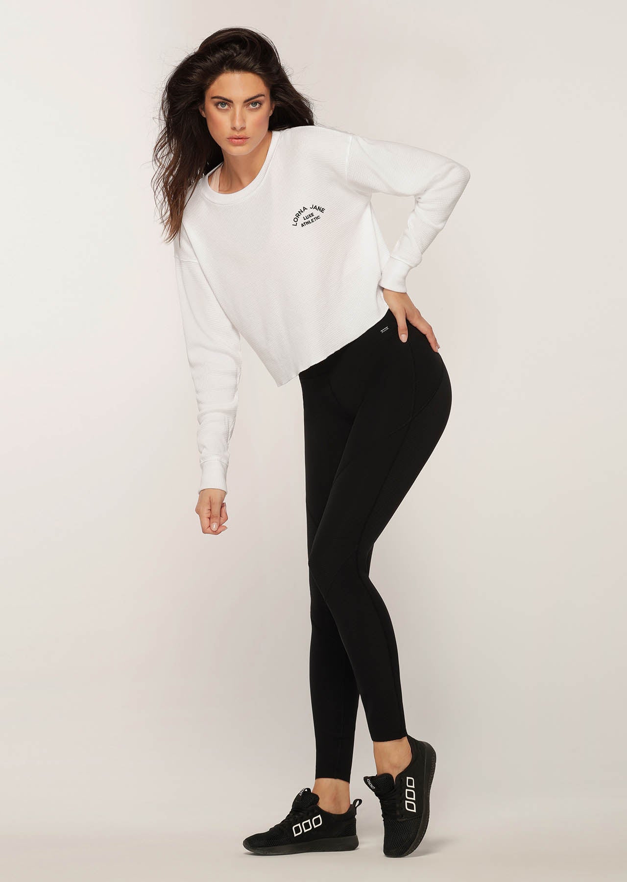 Lorna Jane Down Time Long Sleeve Cropped Sweat - White