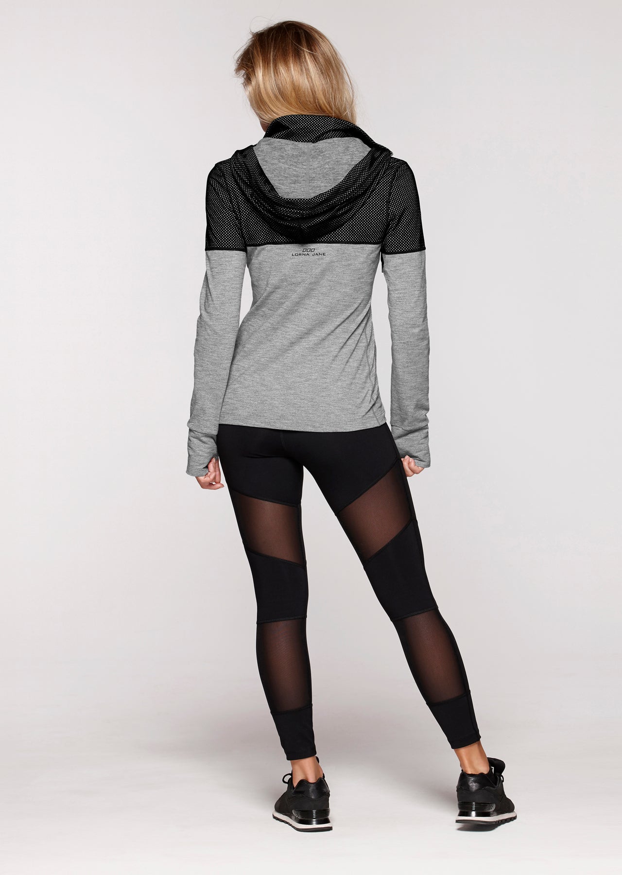 Lorna Jane Dynamic Excel  Hooded Zip Thru - Mid Grey Marl Multi