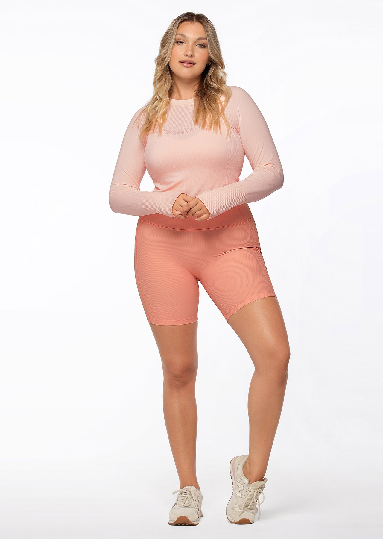 Lorna Jane Dynamic Seamless Cropped Long Sleeve Top - Pink Sand Marl