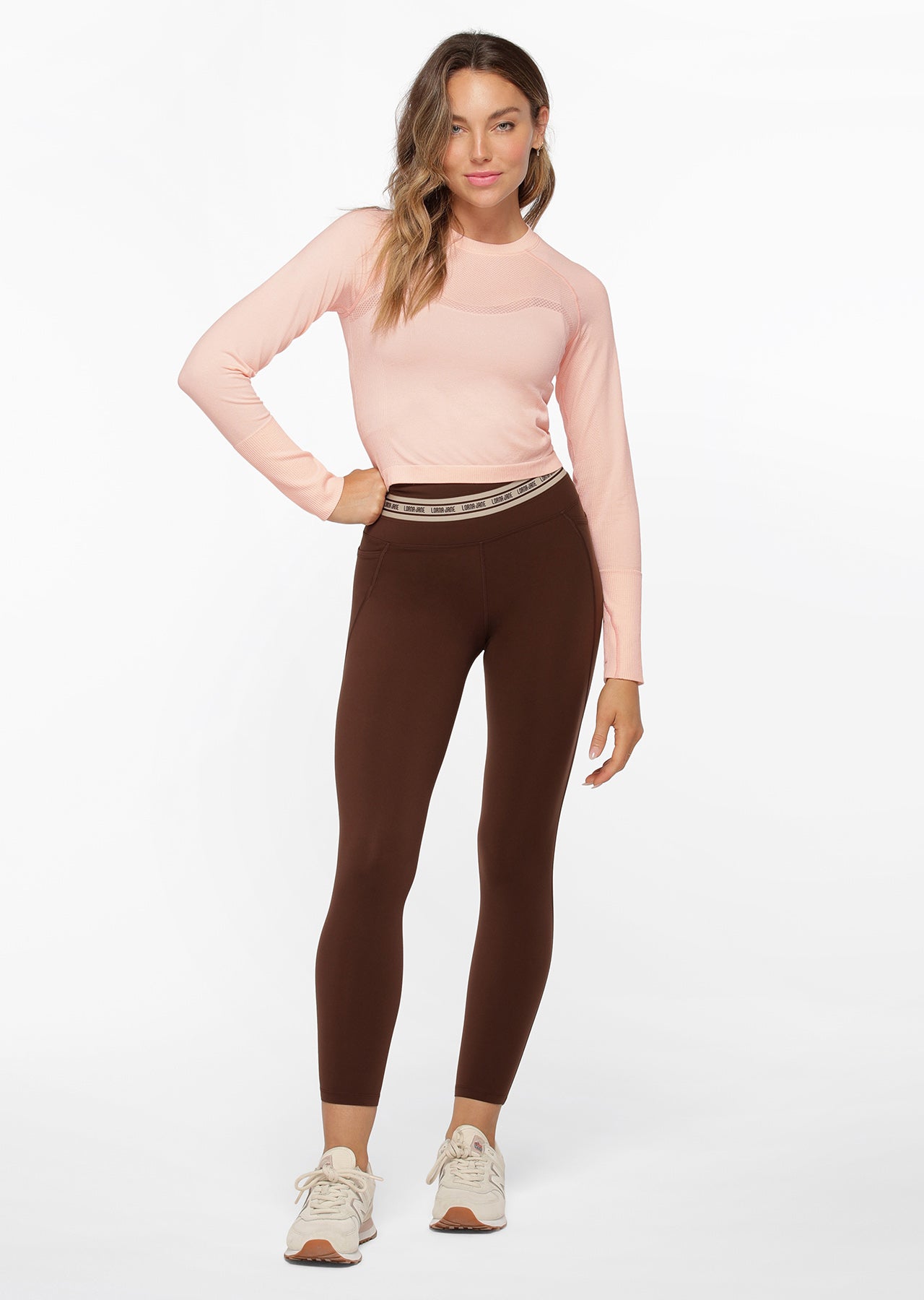 Lorna Jane Dynamic Seamless Cropped Long Sleeve Top - Pink Sand Marl