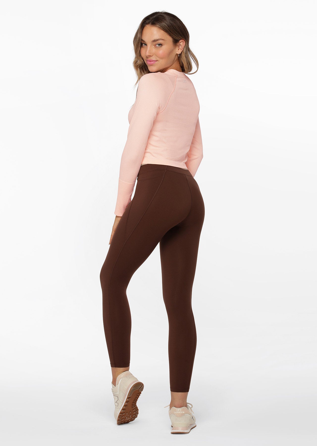 Lorna Jane Dynamic Seamless Cropped Long Sleeve Top - Pink Sand Marl