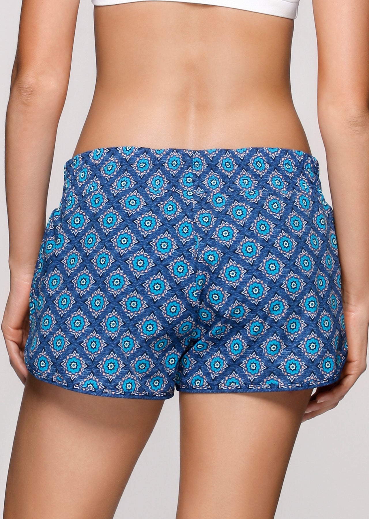 Lorna Jane Electric Boho Run Shorts - Indigo Mixed Print
