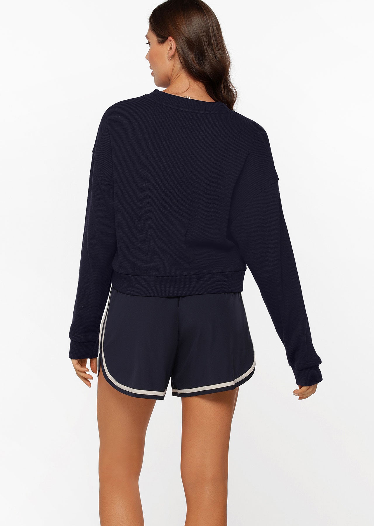 Lorna Jane Elevate Waffle Sweat - French Navy
