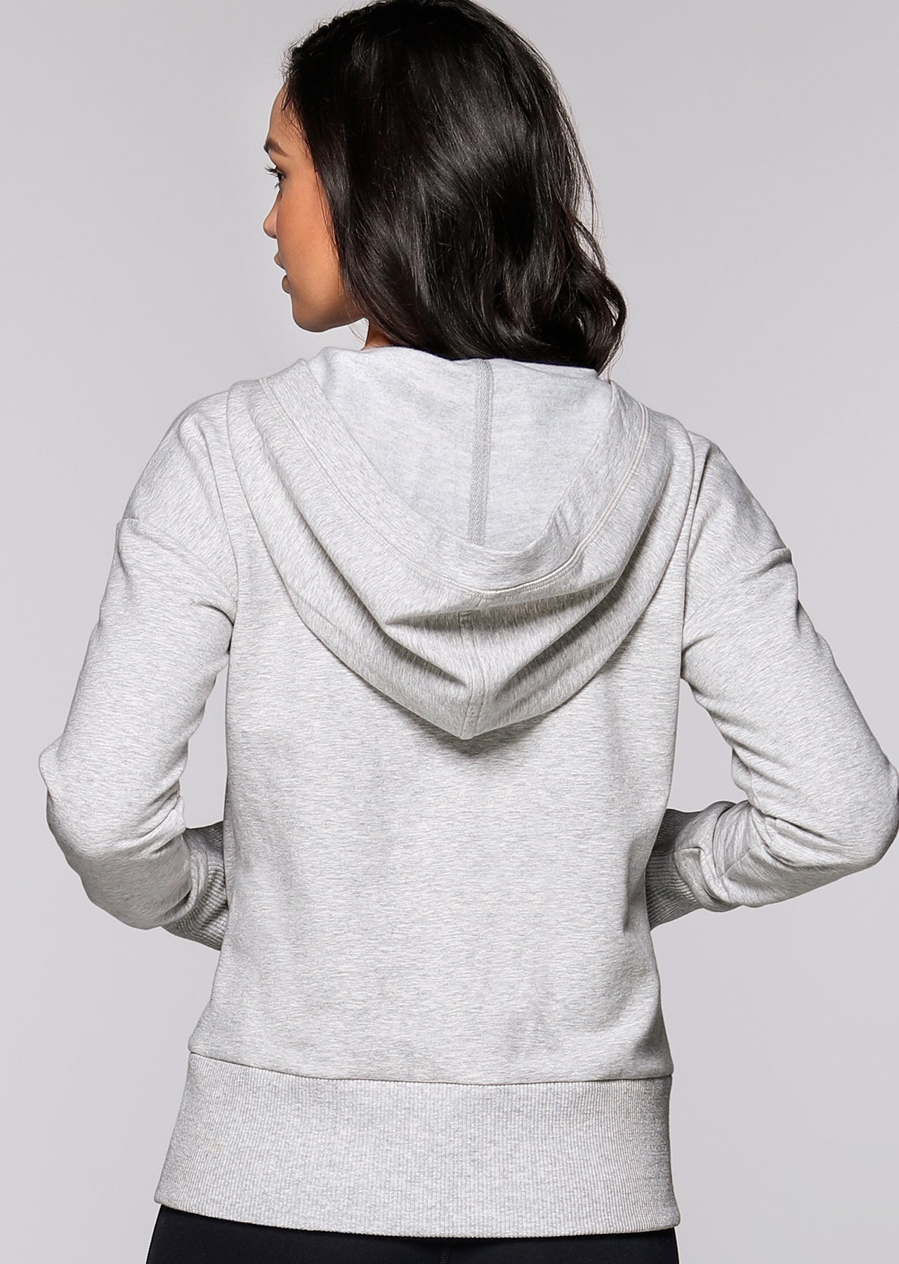 Lorna Jane Elle L/Slv Hoodie - Light Grey Marl