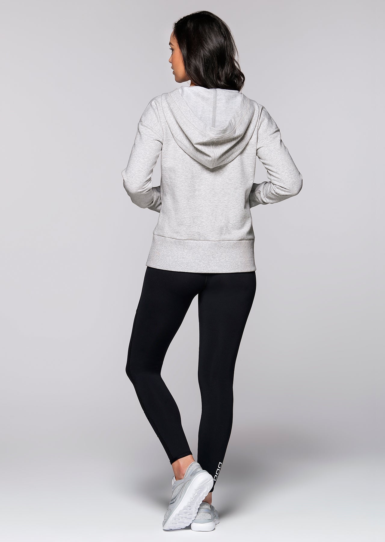 Lorna Jane Elle L/Slv Hoodie - Light Grey Marl