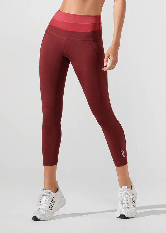 Lorna Jane Energise Core Ankle Biter Tight - Dark Red Marl